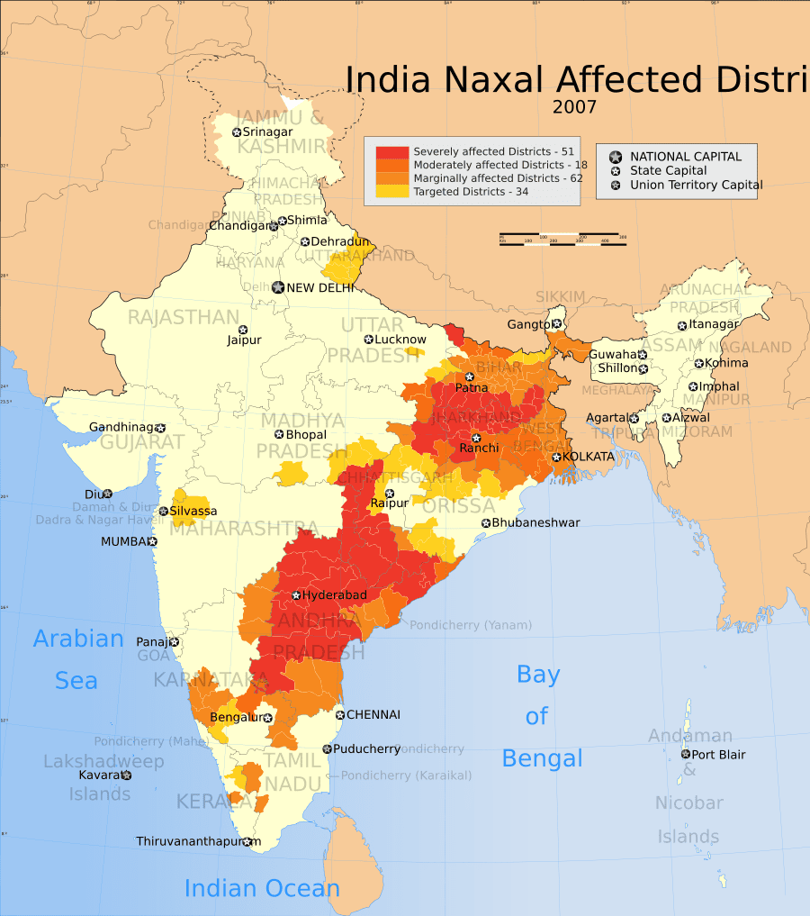 Naxal-affected-districts-in-India