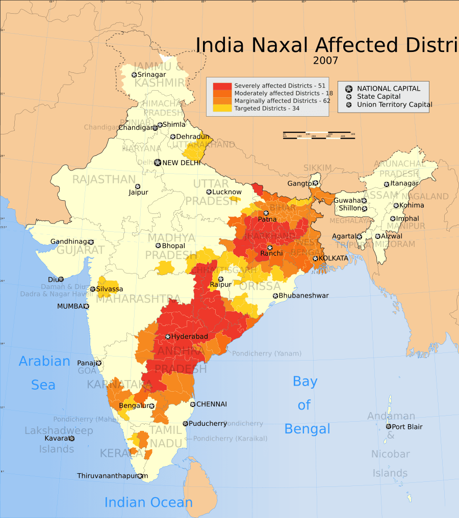 Naxal affected districts in India Naxal-affected-districts-in-India