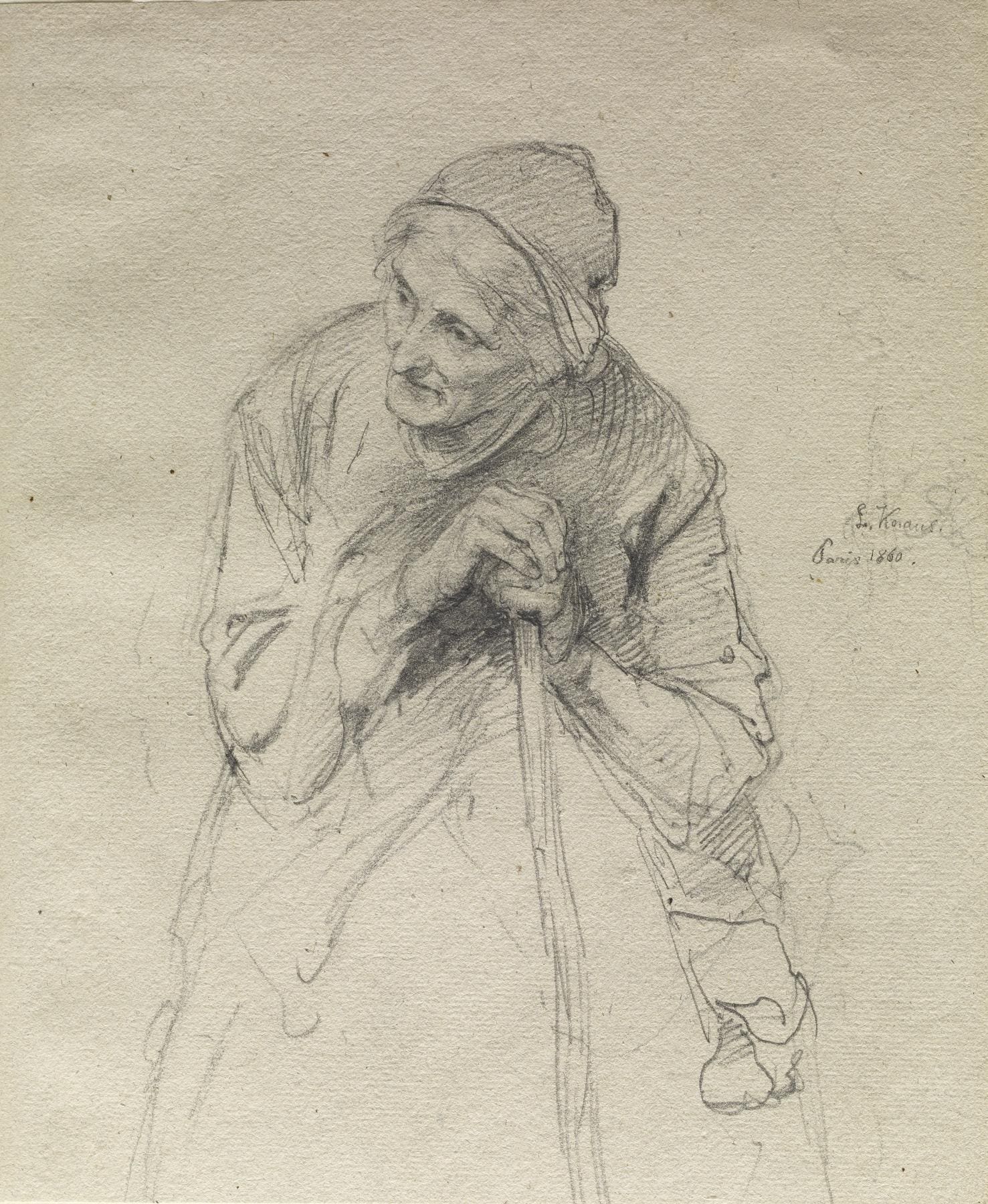 Ludwig Knaus Old Woman Leaning on a Stick Walters 371245