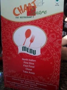 Chaat Square Mangalore Menu