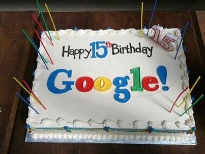 Google facts 15 year birthday cake