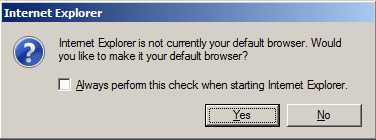 Internet explorer as default browser