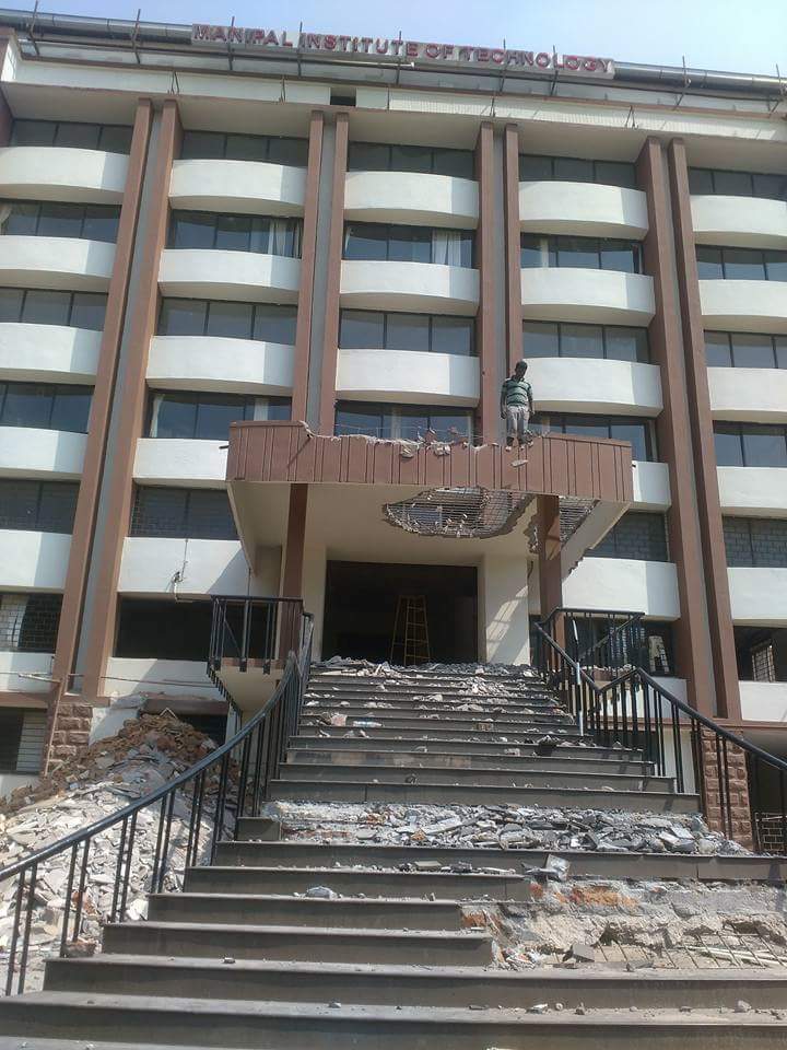 Thunderstorm Destroys Mit Building Facade 1 MIT Manipal Renovated