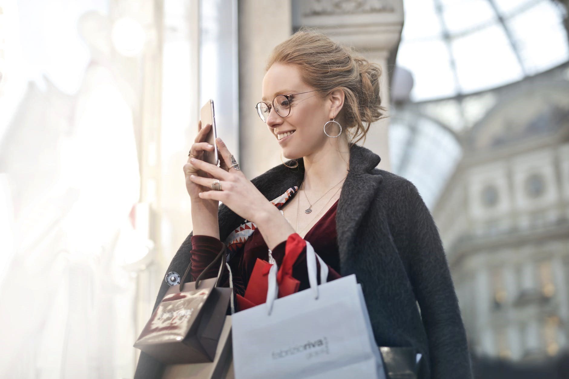 Woman on mobile shopping