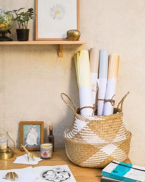 Seagrass Belly Basket - White & Natural