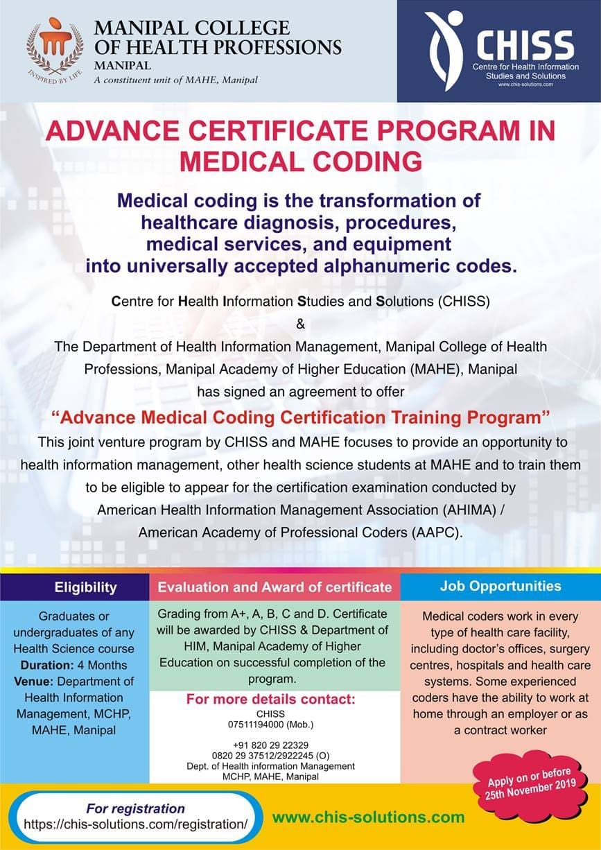 medical coding at manipal university
