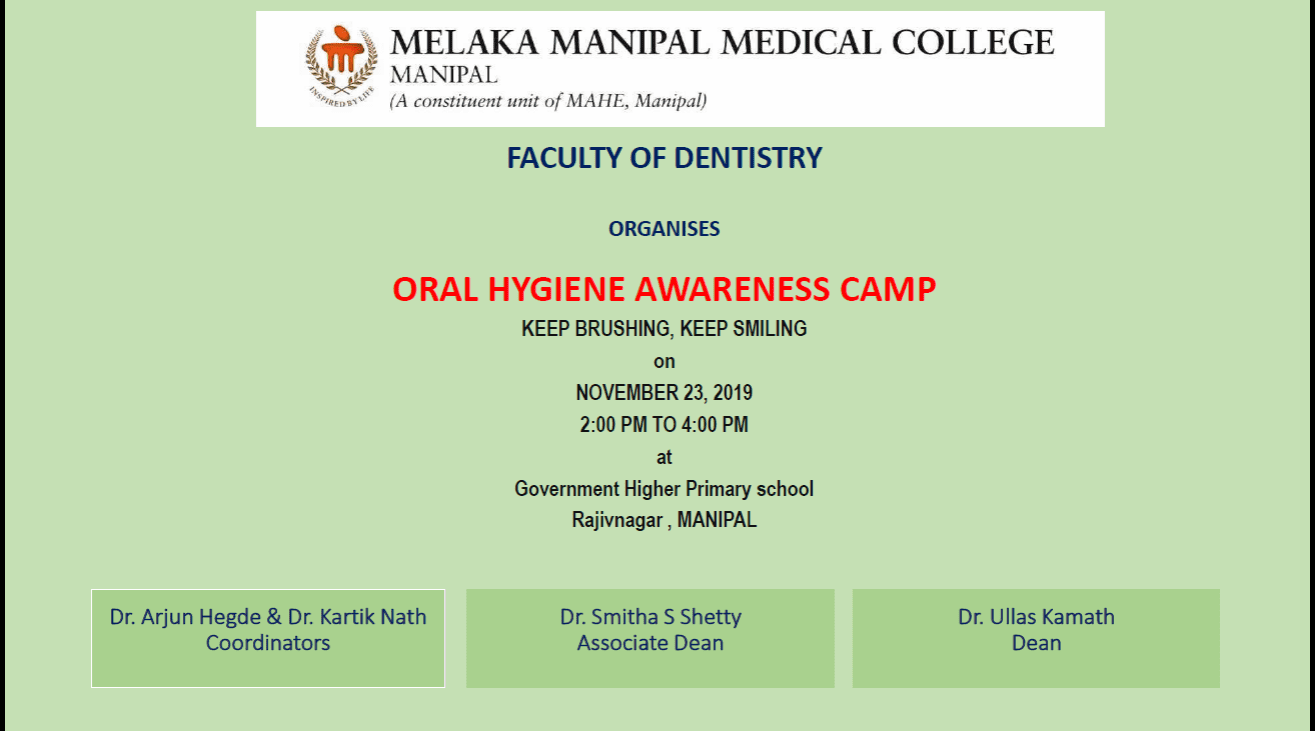 oral hygiene awareness camp mmmc manipal