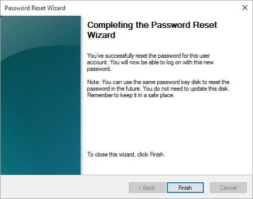 password reset finished
