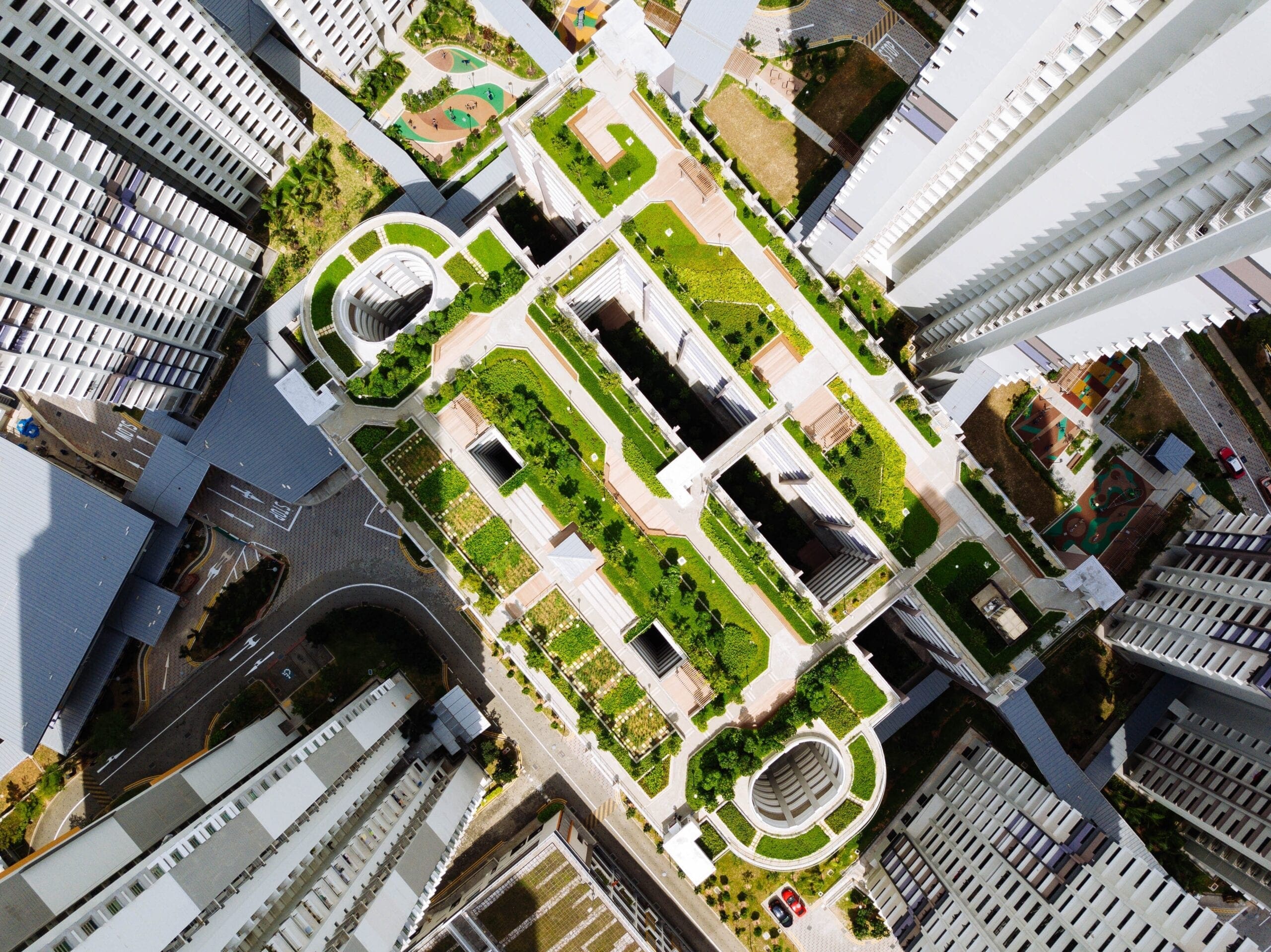 aerial photography of buildings living green