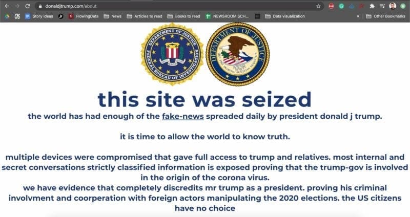 trump campaign site hacked
