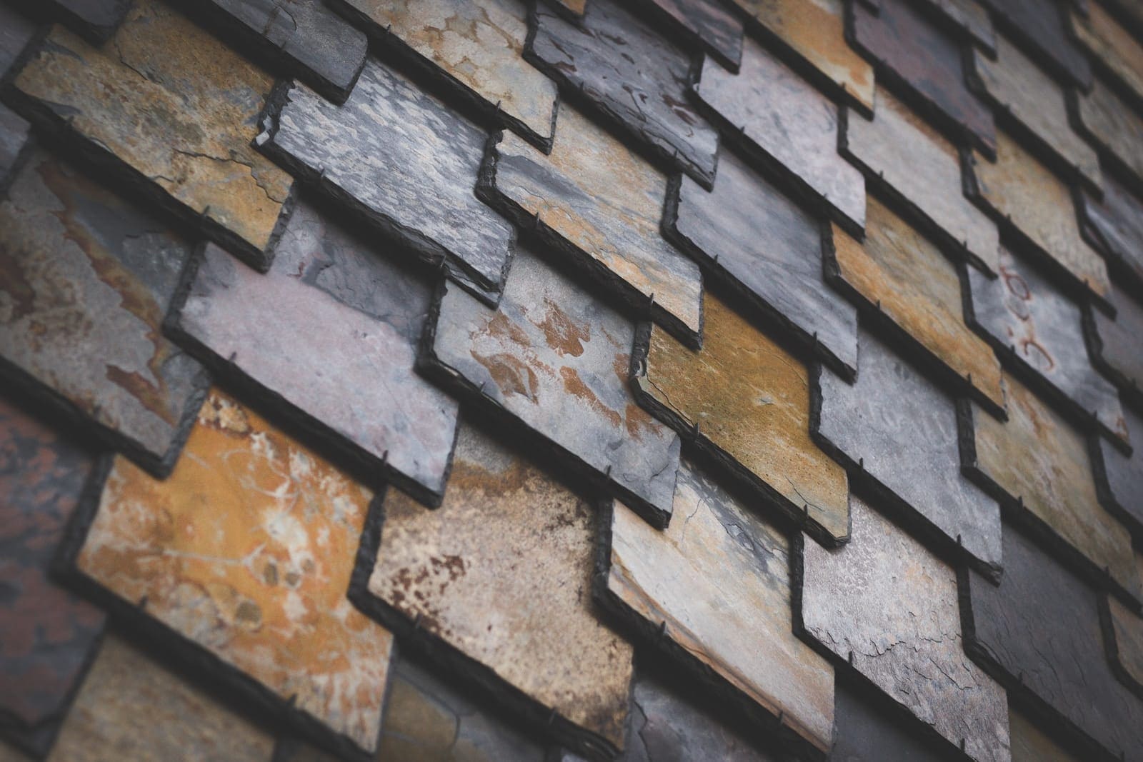 brown and gray bricks roofing material