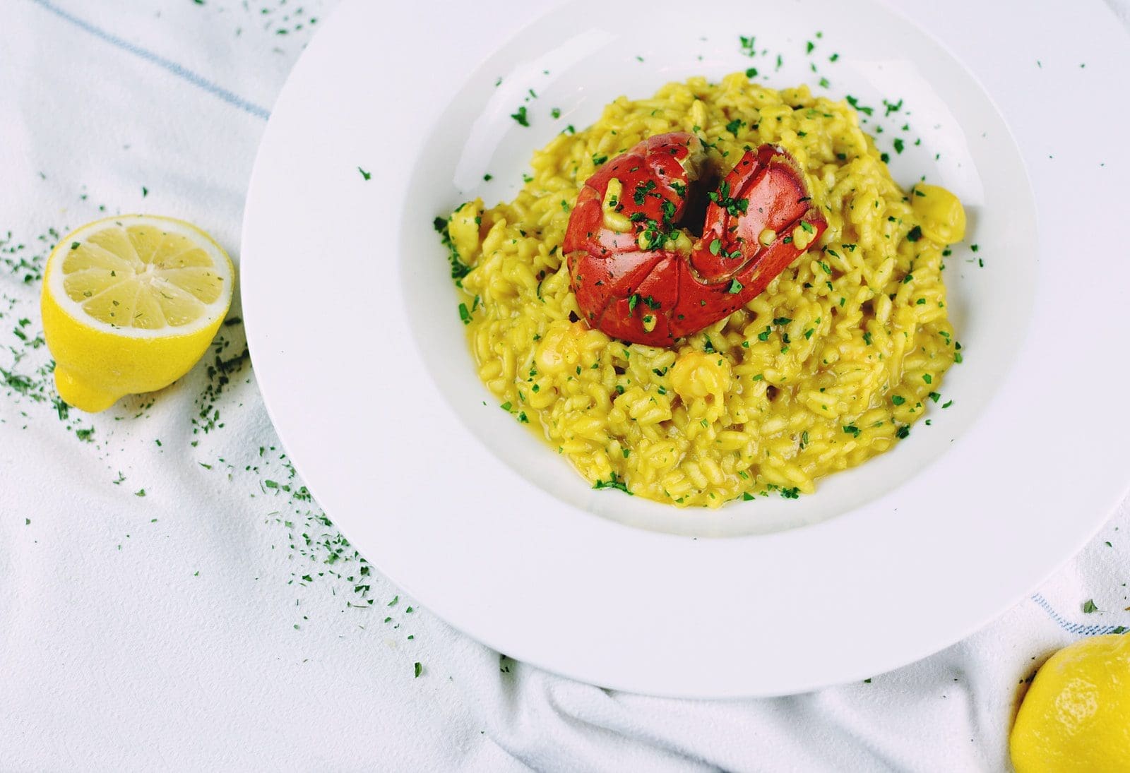 white ceramic plate cook rice risotto