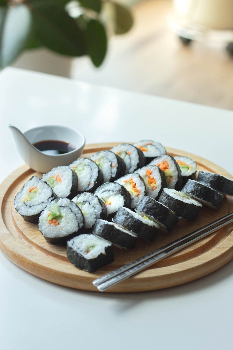 sushi on platter