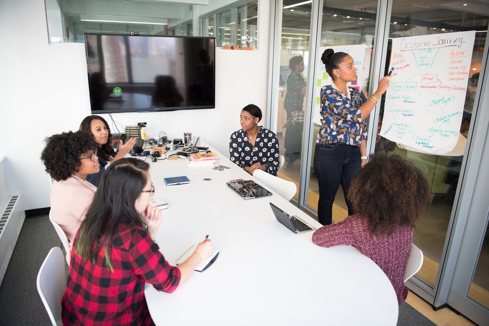 effective meeting by Women Colleagues gathered inside Conference Room