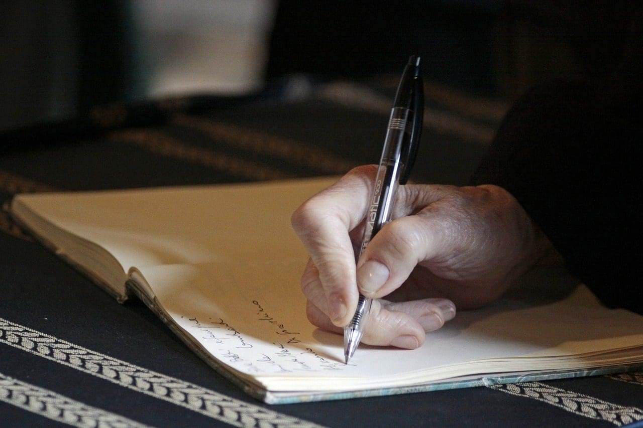 hand, writing, pen
