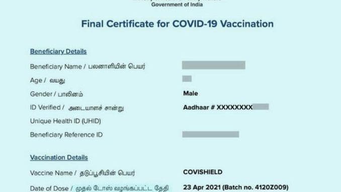 covid vaccine certificate