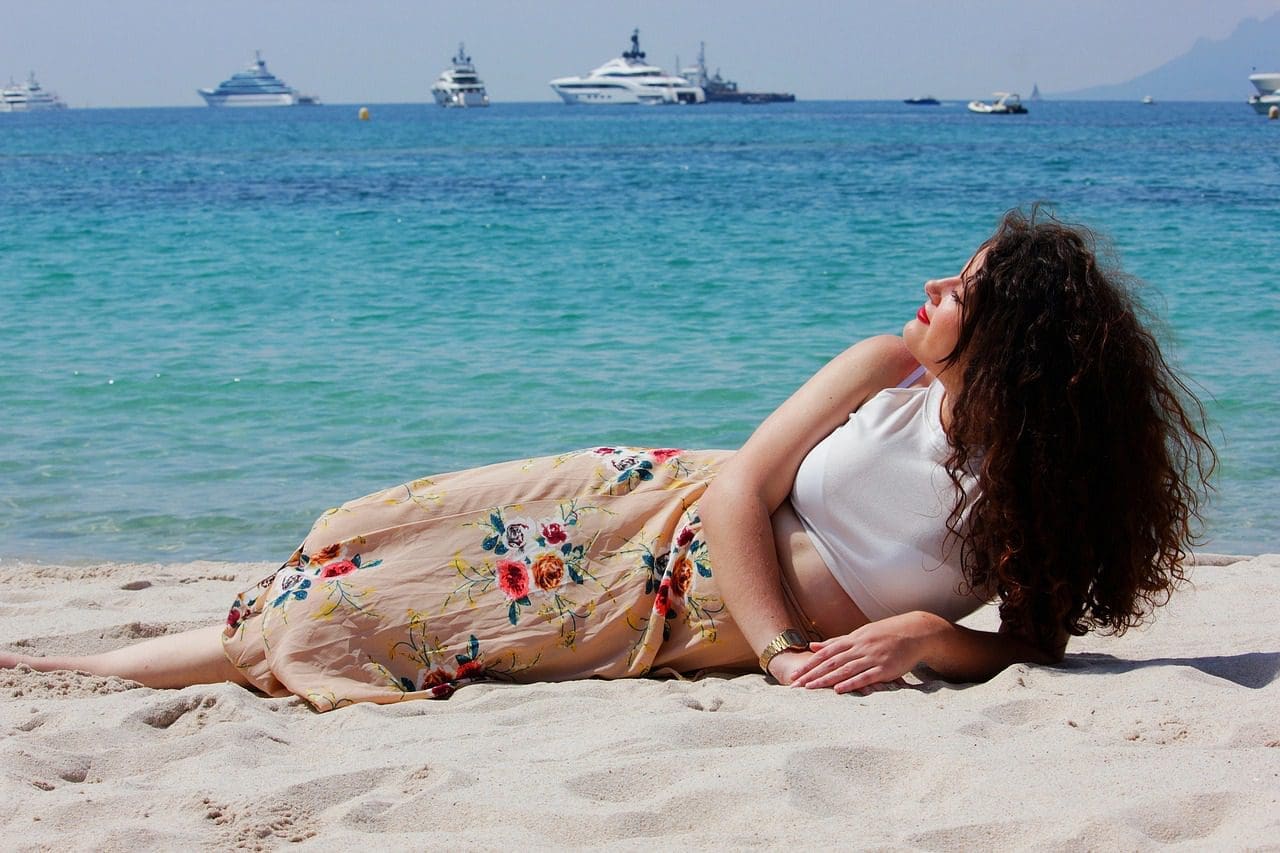 beach, young, model