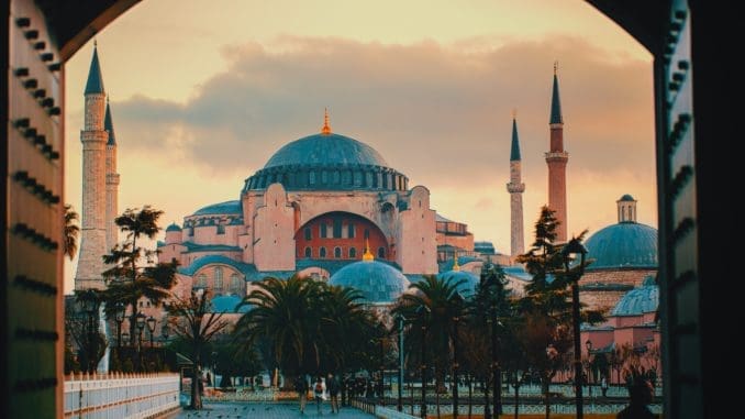 a view of a mosque through an archway Architectural marvel