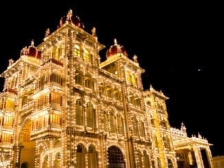 mysore dasara palace, illuminated, building