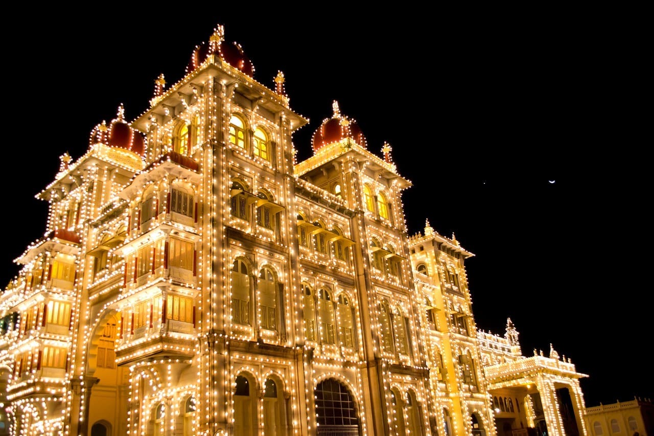 mysore dasara palace, illuminated, building