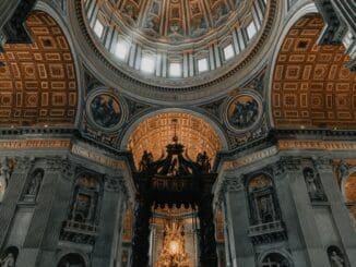 interior of dome building St Peter’s Basilica