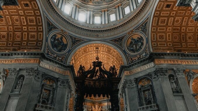 interior of dome building St Peter’s Basilica