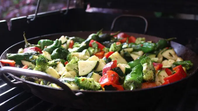 vegetable pan, grilled vegetables, Induction Cooking