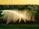 A field is being irrigated with sprinklers. smart water systems