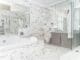 Luxurious marble bathroom with bathtub and vanity. bathroom-remodel-ideas-that-add-the-most-value